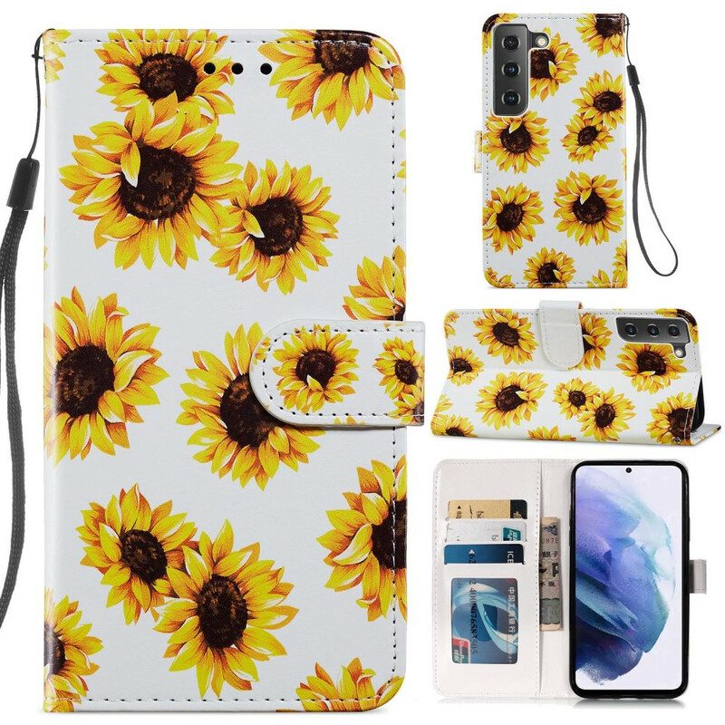 Lederhüllen Für Samsung Galaxy S21 FE Sonnenblumen