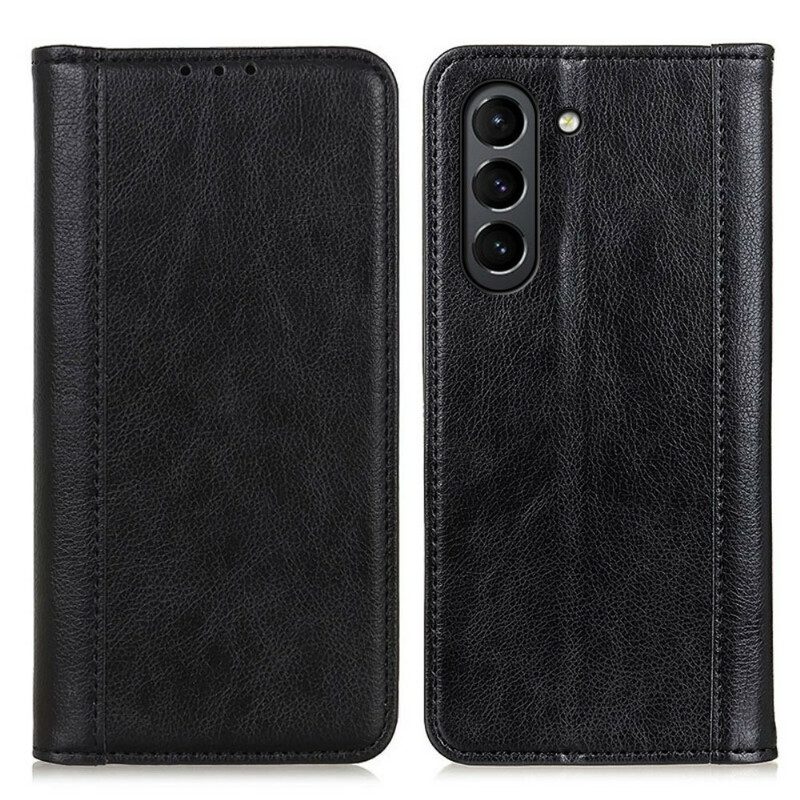 Schutzhülle Für Samsung Galaxy S21 FE Flip Case Eleganz Aus Gespaltenem Litschi-leder