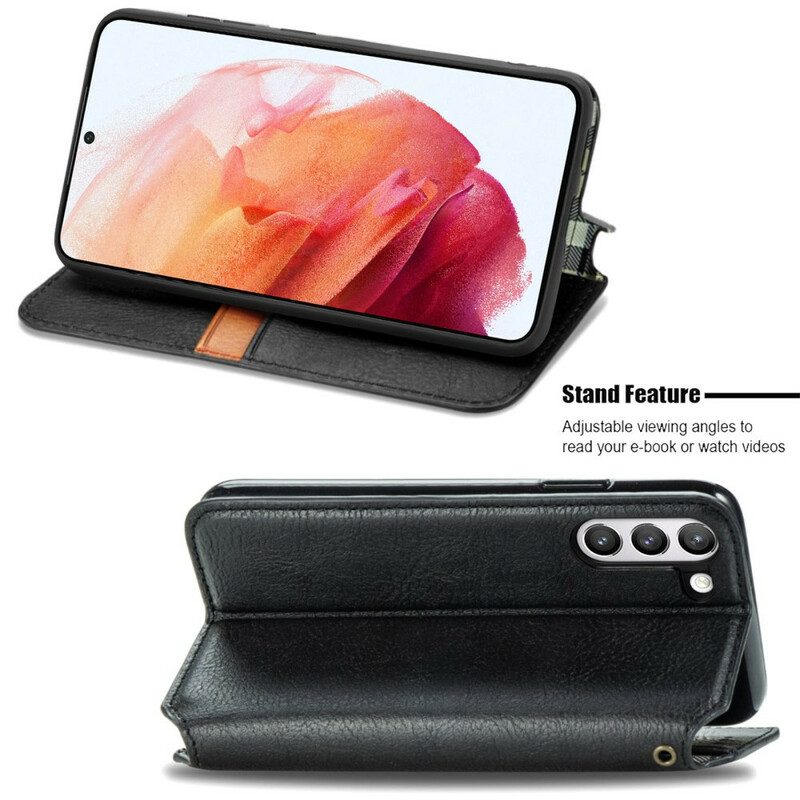 Schutzhülle Für Samsung Galaxy S21 FE Flip Case Rautenstruktur In Lederoptik