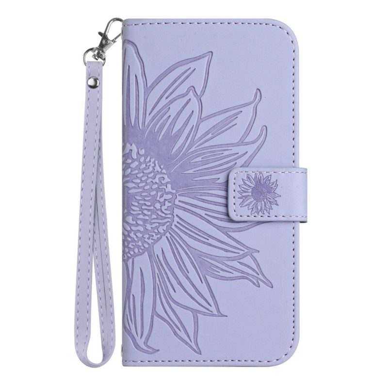 Flip Case Für Poco M5 Sonnenblume Mit Schlüsselband