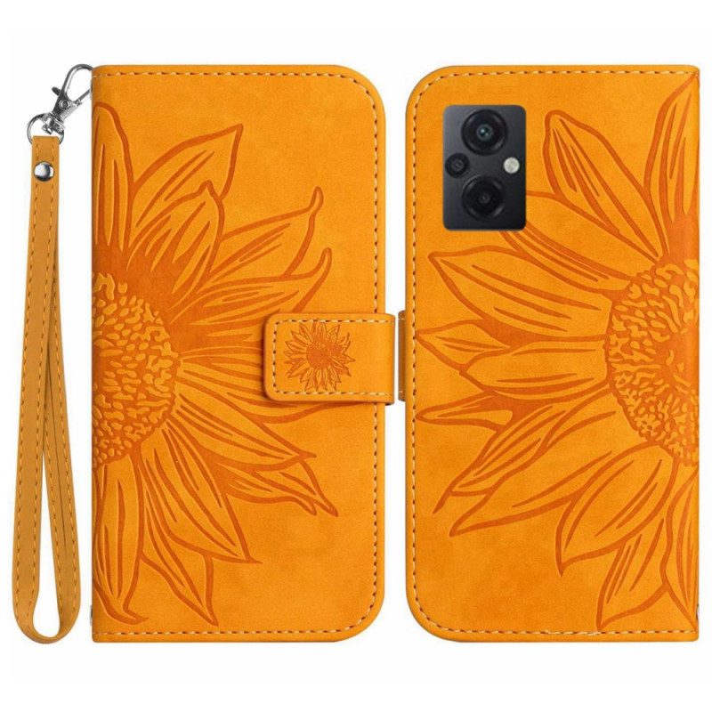 Flip Case Für Poco M5 Sonnenblume Mit Schlüsselband