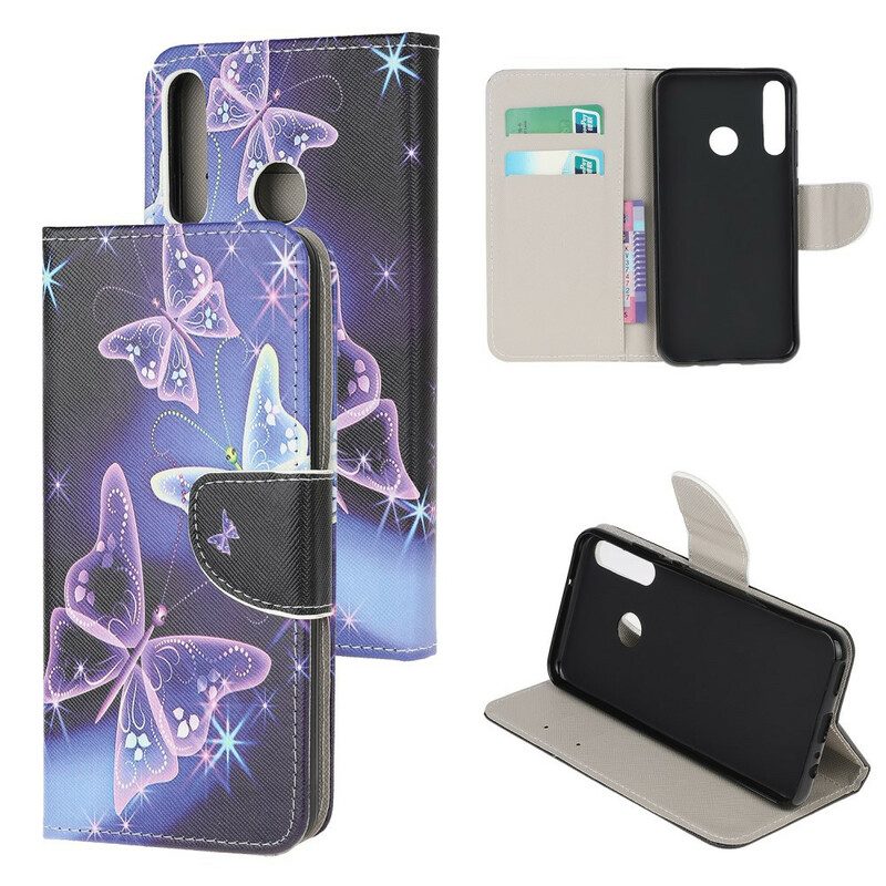 Flip Case Für Huawei Y7p Schmetterlinge Und Blumen