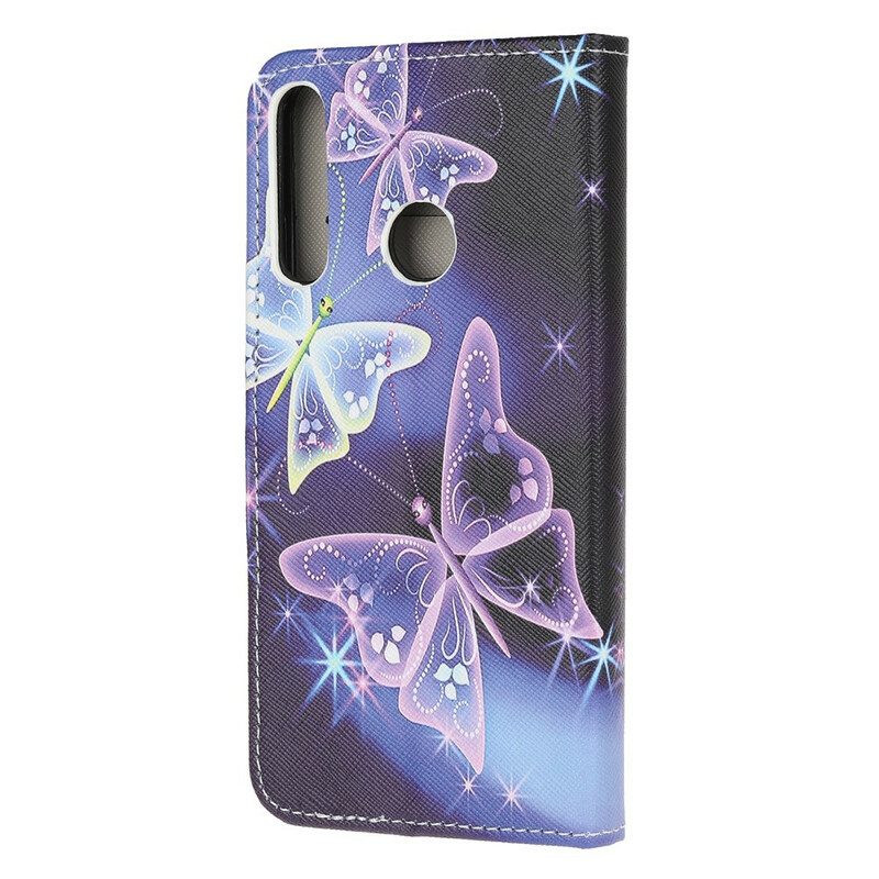 Flip Case Für Huawei Y7p Schmetterlinge Und Blumen