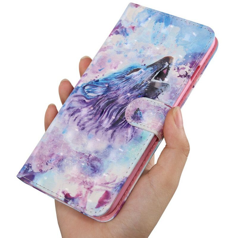 Flip Case Für Samsung Galaxy A51 5G Aquarell-wolf