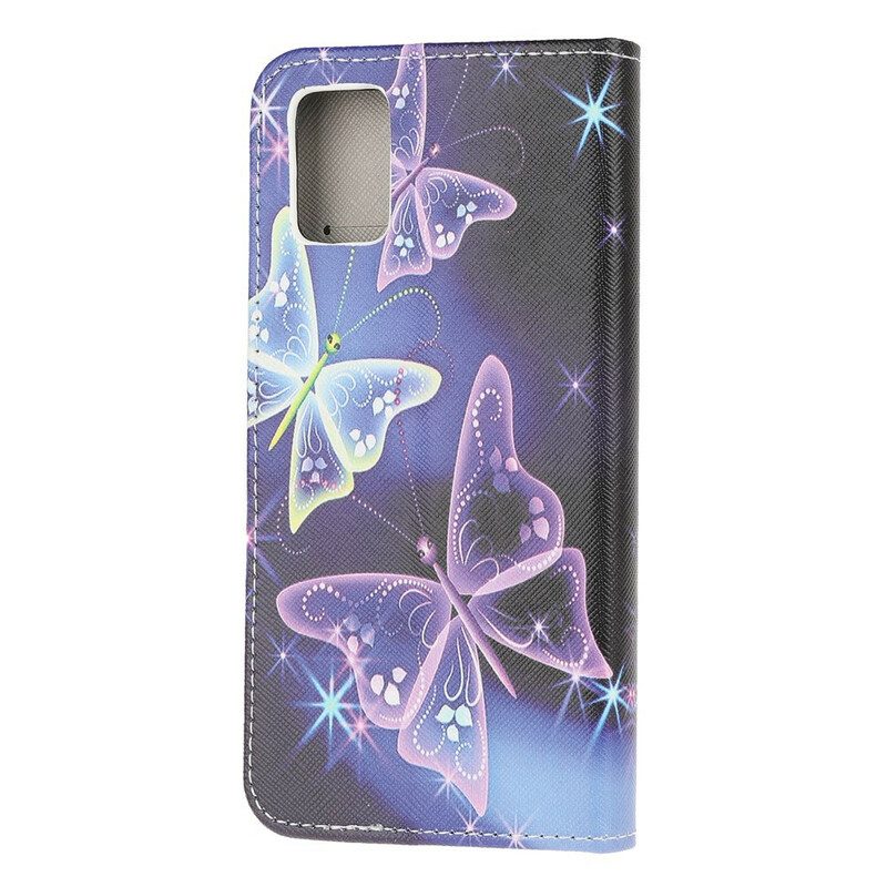 Flip Case Für Samsung Galaxy A51 5G Neon-schmetterlinge