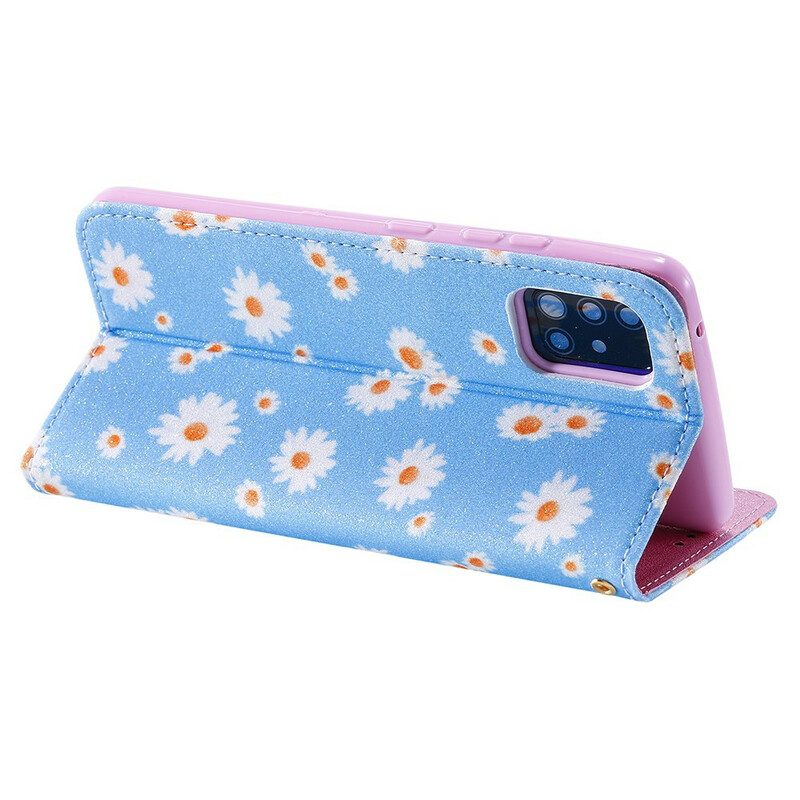 Schutzhülle Für Samsung Galaxy A51 5G Flip Case Gänseblümchen Aus Kunstleder