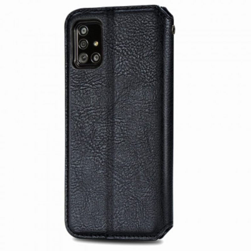 Schutzhülle Für Samsung Galaxy A51 5G Flip Case Rautenstruktur In Lederoptik