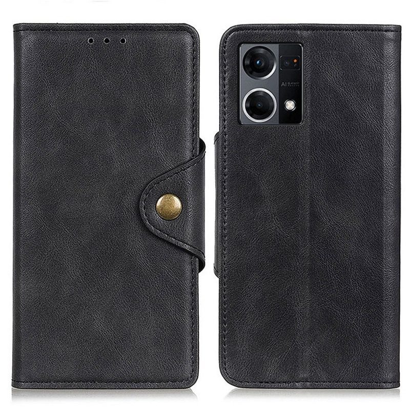 Flip Case Für Oppo Reno 7 Knopf Aus Kunstleder