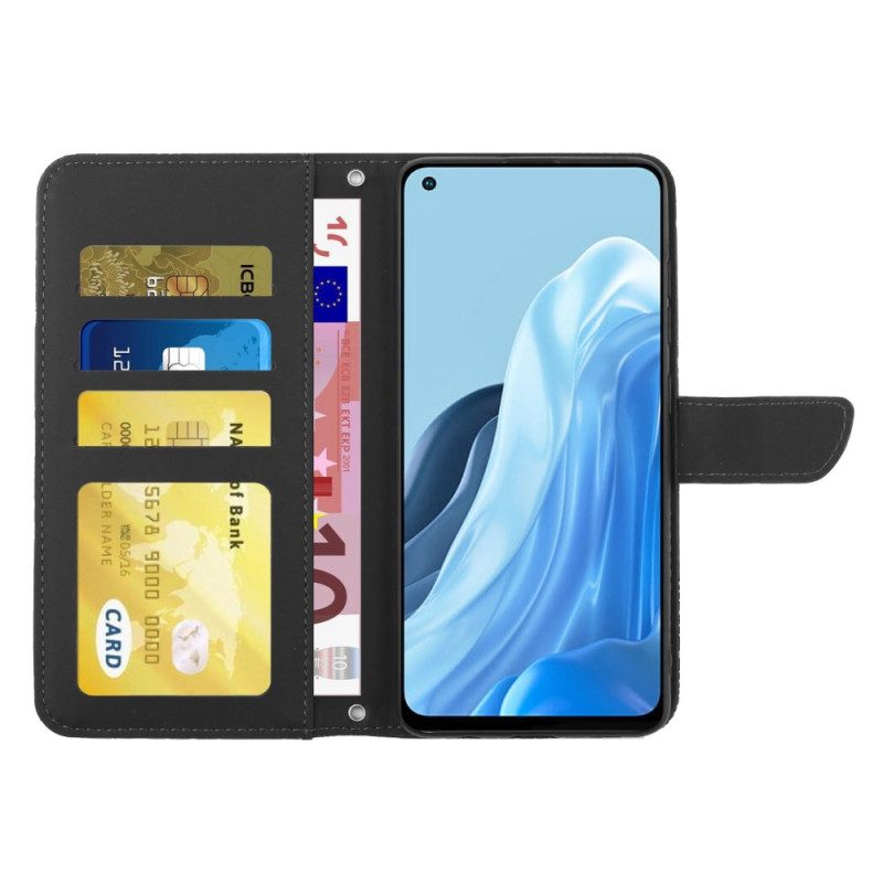 Flip Case Für Oppo Reno 7 Schmetterlinge Und Schultergurt