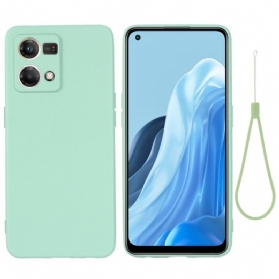 Hülle Für Oppo Reno 7 Flüssiges Silikon Mit Lanyard