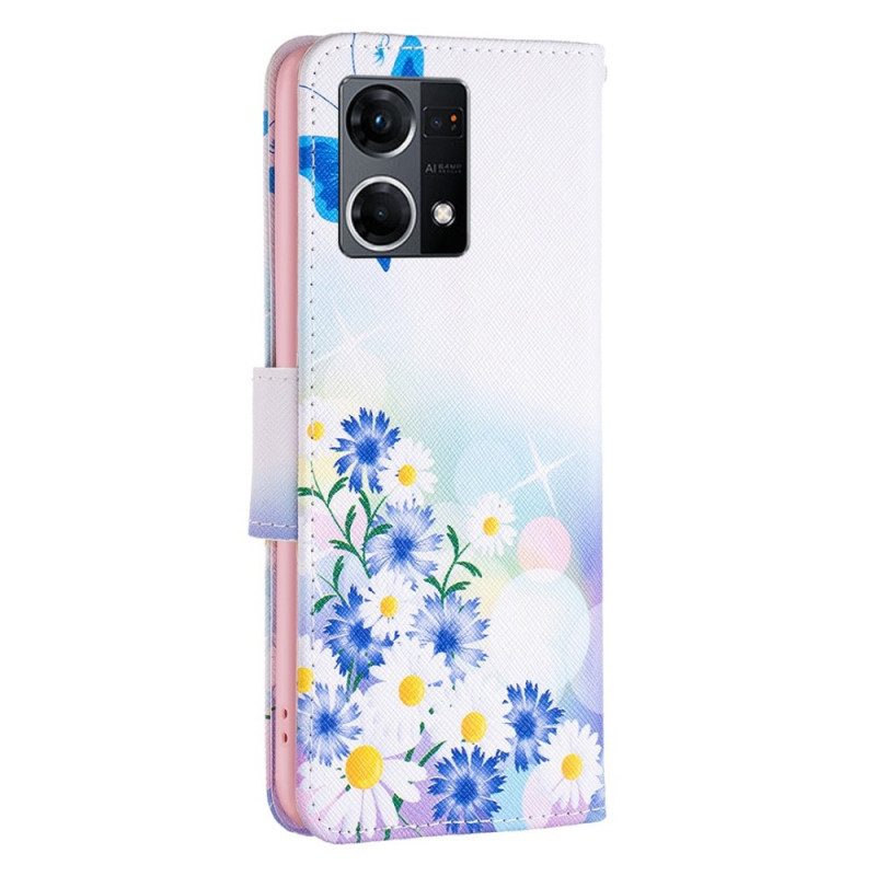 Lederhüllen Für Oppo Reno 7 Aquarell-schmetterlinge