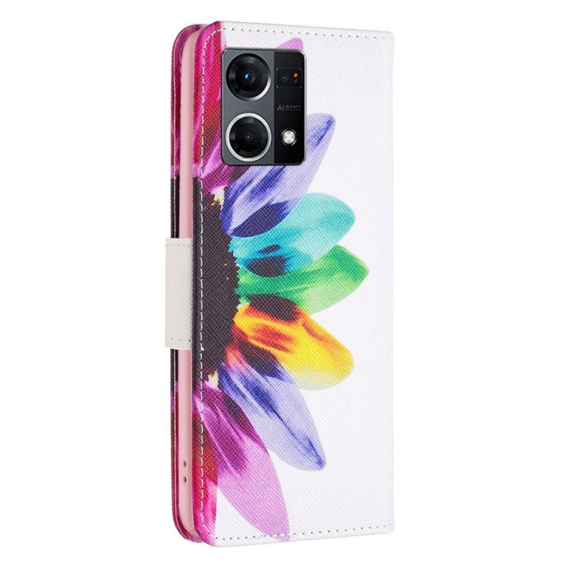 Lederhüllen Für Oppo Reno 7 Aquarellblume