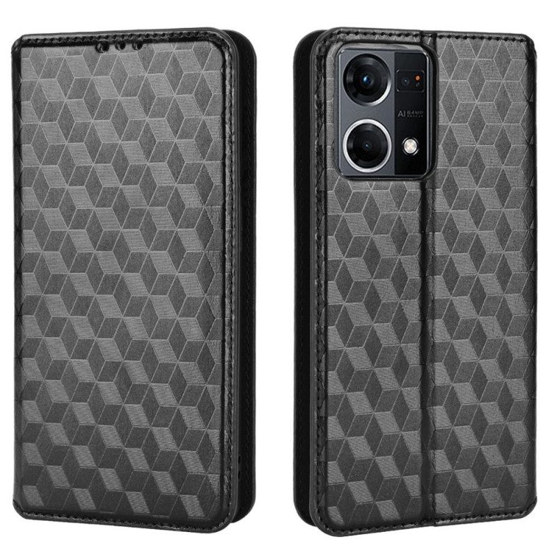 Schutzhülle Für Oppo Reno 7 Flip Case 3d-würfel-ledereffekt