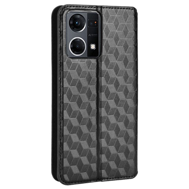 Schutzhülle Für Oppo Reno 7 Flip Case 3d-würfel-ledereffekt