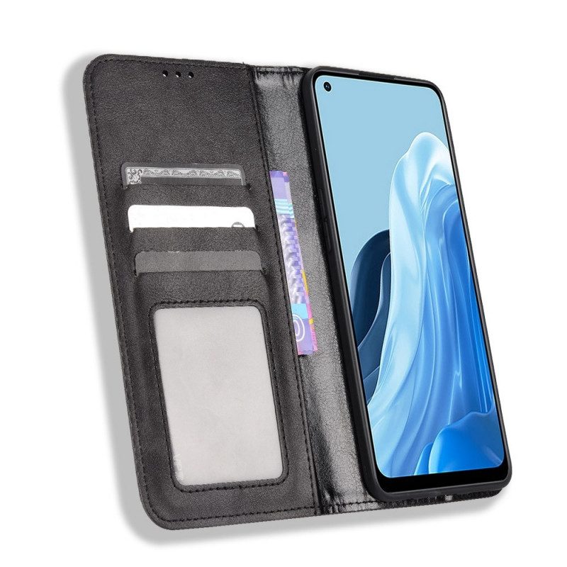 Schutzhülle Für Oppo Reno 7 Flip Case Stilisierter Lederstil