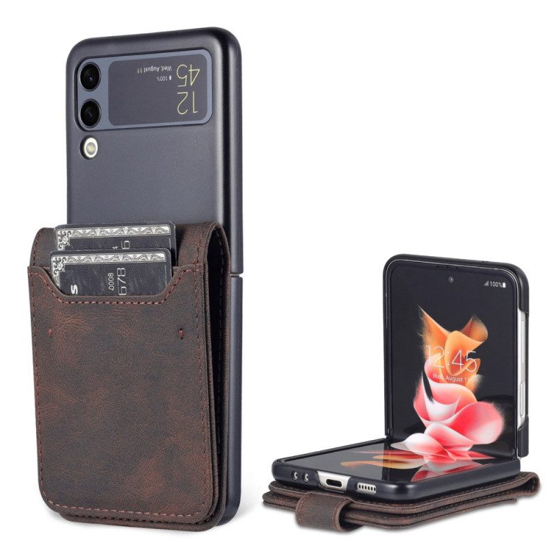 Case Für Samsung Galaxy Z Flip 3 5G Flip Case Kartenhalter Und Riemen In Lederoptik Azns