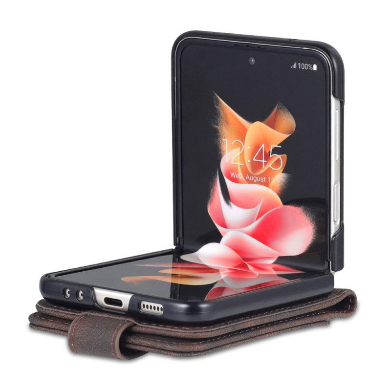 Case Für Samsung Galaxy Z Flip 3 5G Flip Case Kartenhalter Und Riemen In Lederoptik Azns