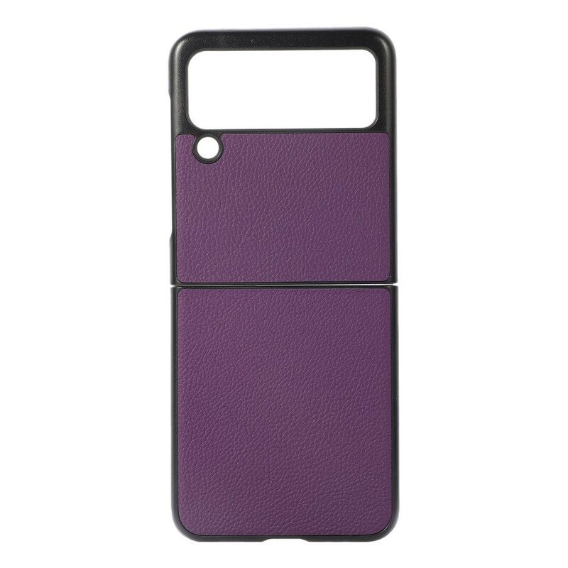 Handyhülle Für Samsung Galaxy Z Flip 3 5G Flip Case Echtes Litschi-leder