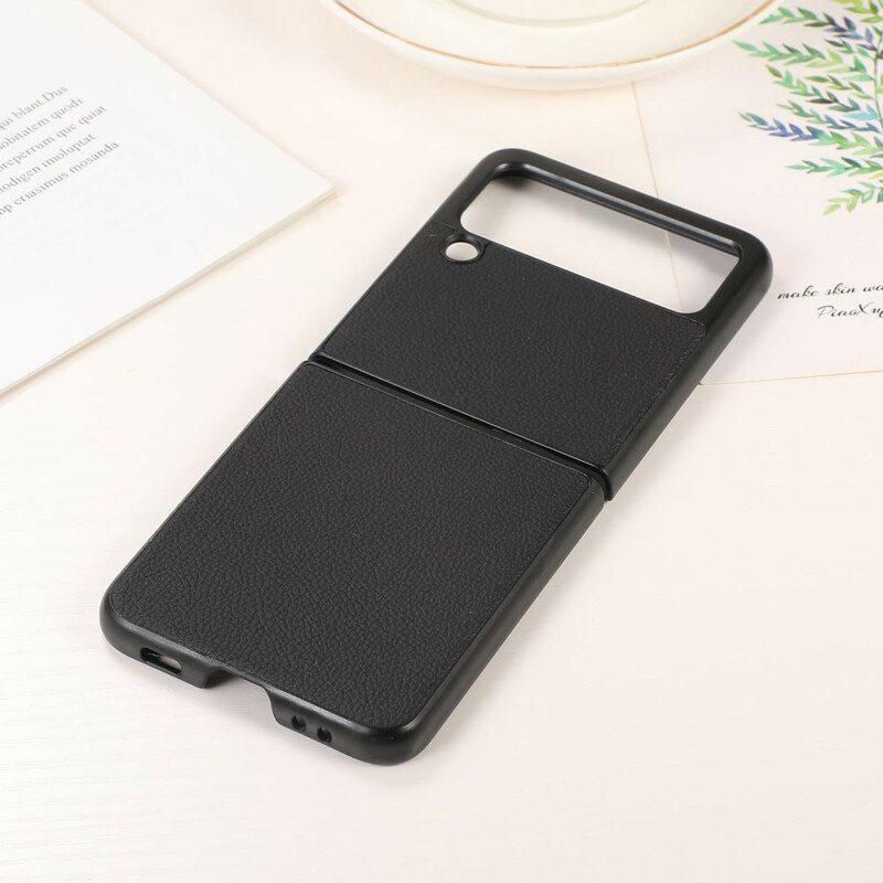 Handyhülle Für Samsung Galaxy Z Flip 3 5G Flip Case Echtes Litschi-leder