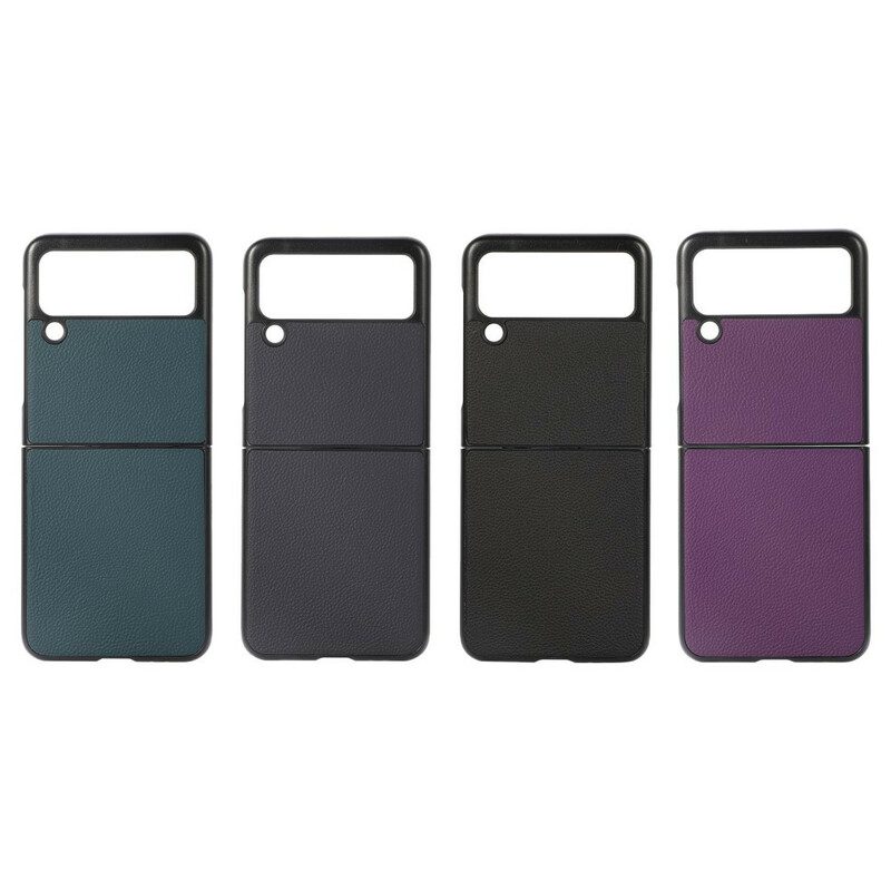 Handyhülle Für Samsung Galaxy Z Flip 3 5G Flip Case Echtes Litschi-leder