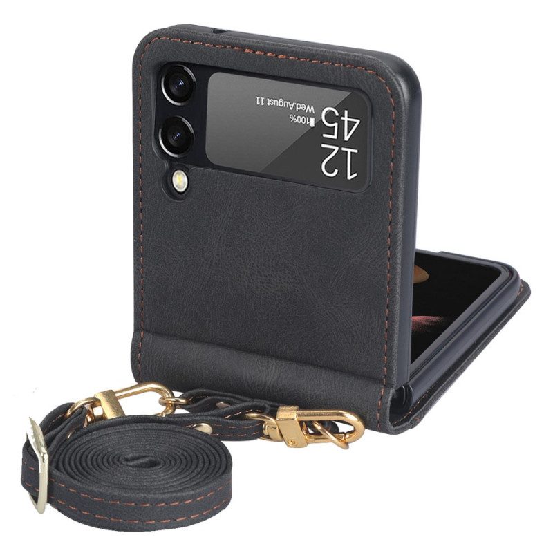 Handyhülle Für Samsung Galaxy Z Flip 3 5G Flip Case Kartenetui Und Schlüsselband Aus Leder Im Stil