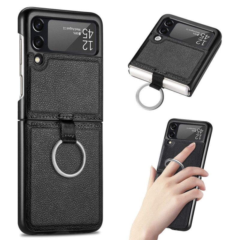 Handyhülle Für Samsung Galaxy Z Flip 3 5G Flip Case Ledereffekt Mit Ring