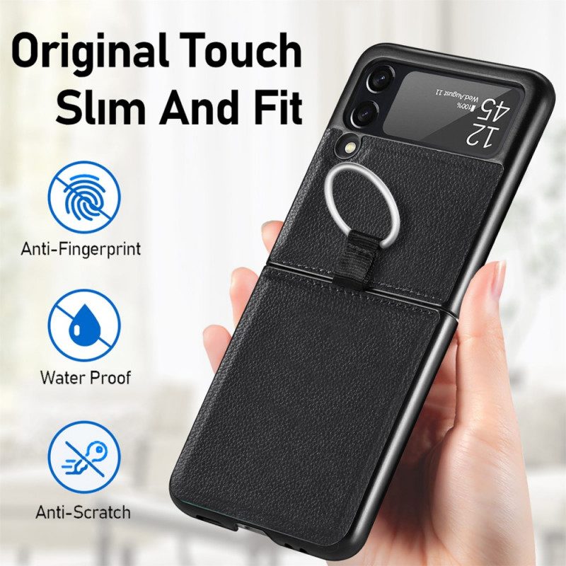 Handyhülle Für Samsung Galaxy Z Flip 3 5G Flip Case Ledereffekt Mit Ring