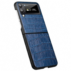 Hülle Für Samsung Galaxy Z Flip 3 5G Flip Case Echtes Leder Mit Krokodilstruktur