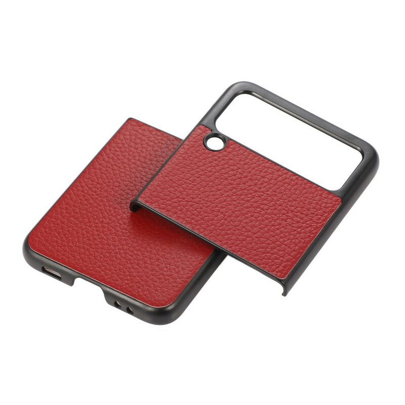 Hülle Für Samsung Galaxy Z Flip 3 5G Flip Case Echtes Litschifarbenes Leder