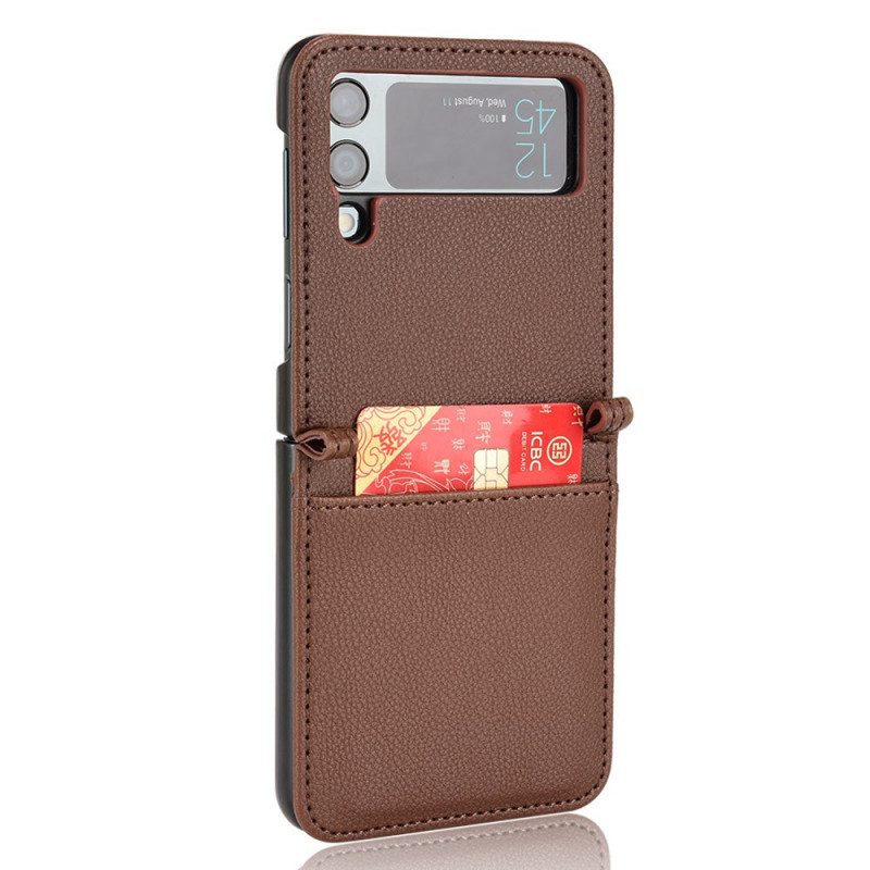 Hülle Für Samsung Galaxy Z Flip 3 5G Flip Case Kartenetui Aus Litschi-leder Im Stil