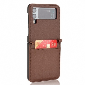 Hülle Für Samsung Galaxy Z Flip 3 5G Flip Case Kartenetui Aus Litschi-leder Im Stil