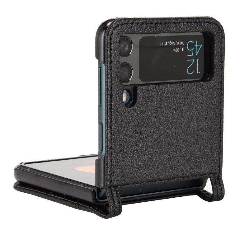 Hülle Für Samsung Galaxy Z Flip 3 5G Flip Case Kartenetui Aus Litschi-leder Im Stil