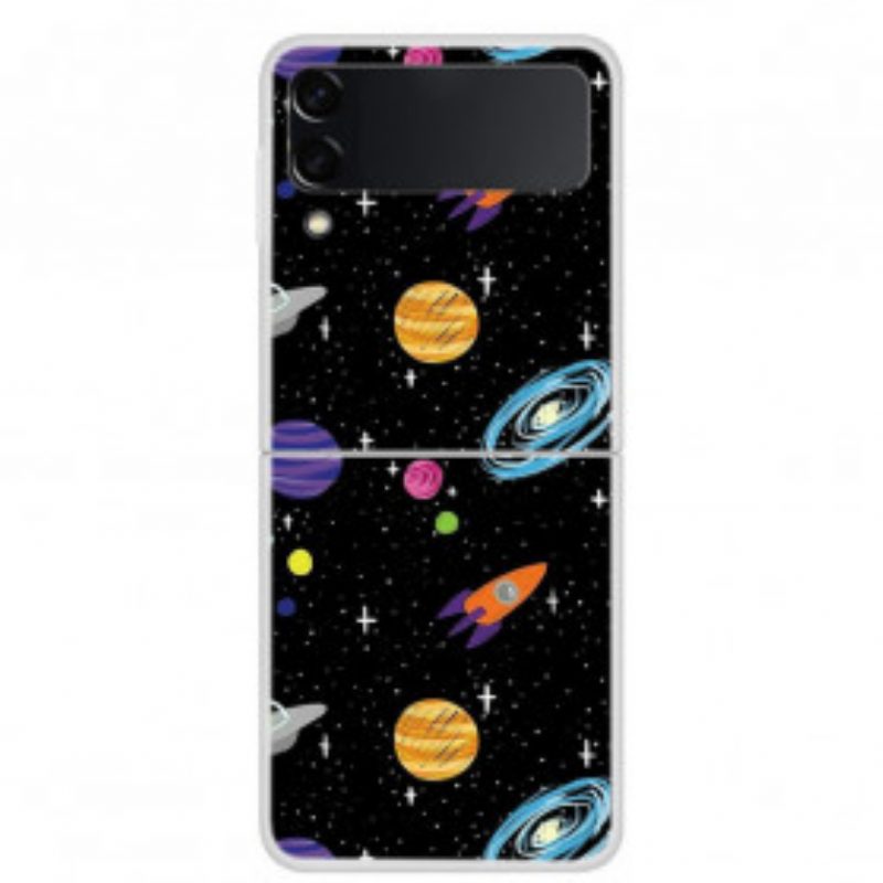 Hülle Für Samsung Galaxy Z Flip 3 5G Flip Case Planet Galaxie