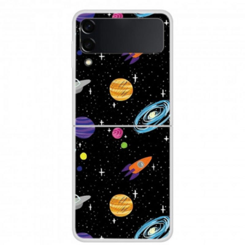 Hülle Für Samsung Galaxy Z Flip 3 5G Flip Case Planet Galaxie