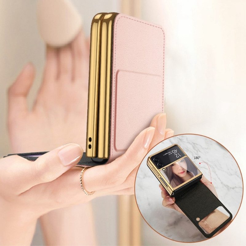 Hülle Für Samsung Galaxy Z Flip 3 5G Flip Case Spiegel Und Abnehmbarer Ständer