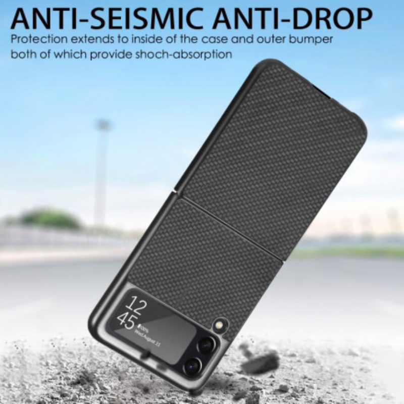 Hülle Für Samsung Galaxy Z Flip 3 5G Flip Case Strukturierte Kohlefaser