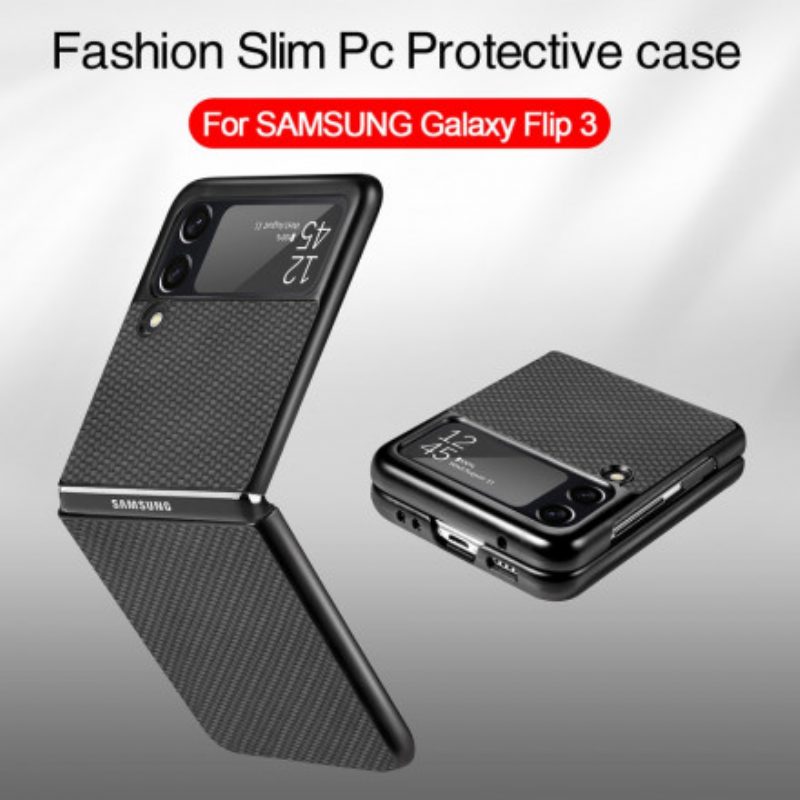 Hülle Für Samsung Galaxy Z Flip 3 5G Flip Case Strukturierte Kohlefaser