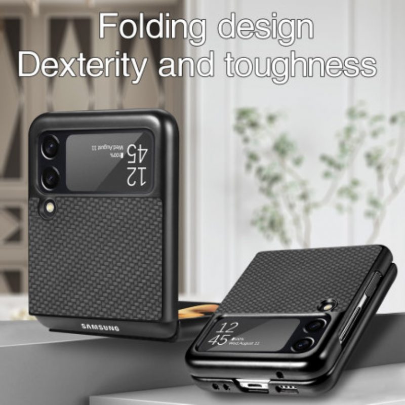 Hülle Für Samsung Galaxy Z Flip 3 5G Flip Case Strukturierte Kohlefaser