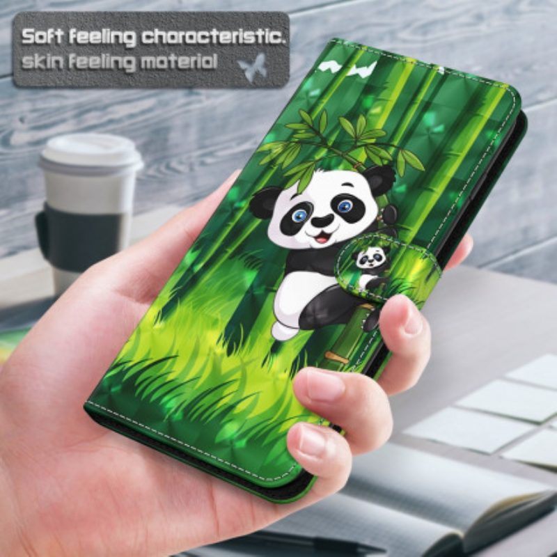 Lederhüllen Für Xiaomi Mi 10T Lite Lichtfleck Panda Und Bambus