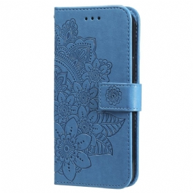 Lederhüllen Für Samsung Galaxy S24 5g Blumenmandala Mit Schlüsselband