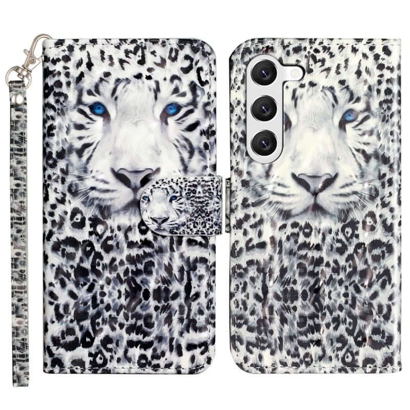 Lederhüllen Für Samsung Galaxy S24 5g Leopard Mit Schlüsselband