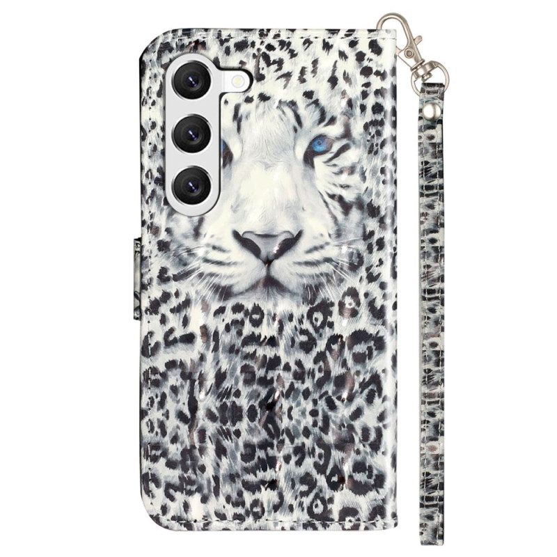 Lederhüllen Für Samsung Galaxy S24 5g Leopard Mit Schlüsselband