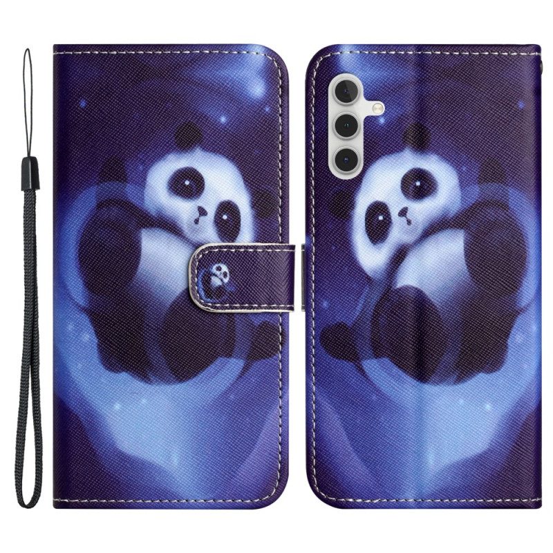 Lederhüllen Für Samsung Galaxy S24 5g Panda Space Mit Riemen