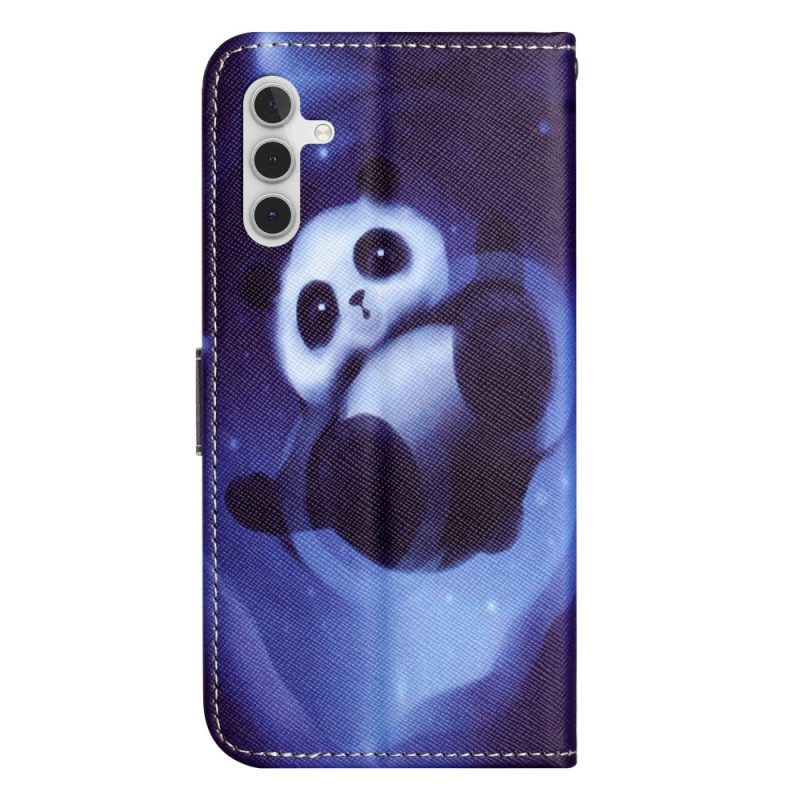 Lederhüllen Für Samsung Galaxy S24 5g Panda Space Mit Riemen