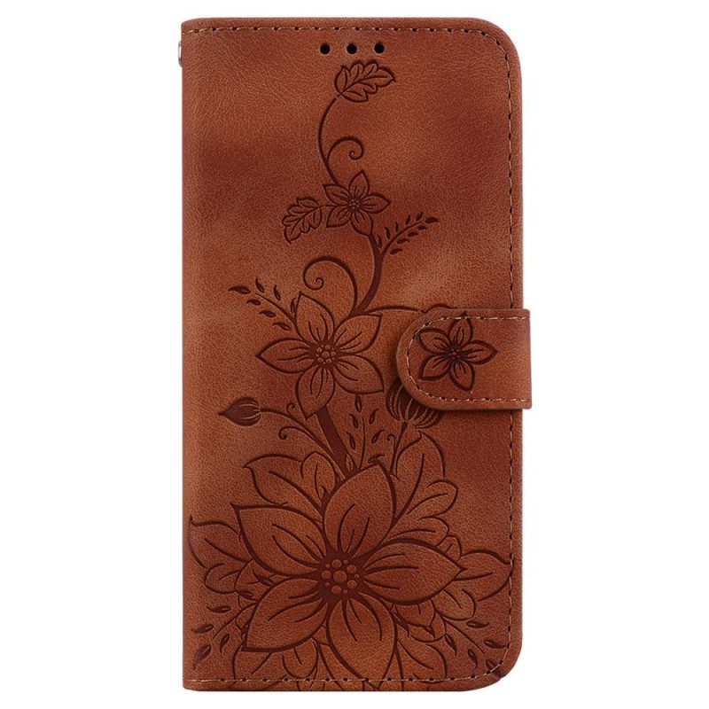 Lederhüllen Für Samsung Galaxy S24 5g Riemen Mit Blumenmuster