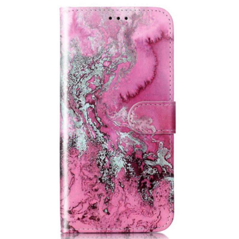 Lederhüllen Für Samsung Galaxy S24 5g Rosa Marmormuster