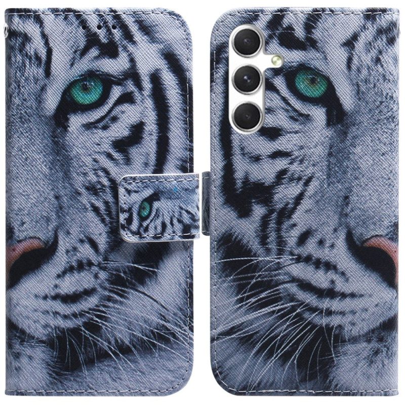 Lederhüllen Für Samsung Galaxy S24 5g Weißer Tiger