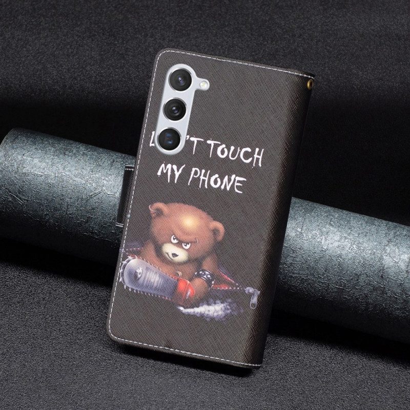 Lederhüllen Samsung Galaxy S24 5g Dangerous Bear Geldbörse Mit Riemen