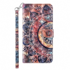 Lederhüllen Samsung Galaxy S24 5g Handyhülle Buntes Mandala Mit Riemen