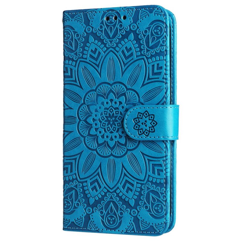 Lederhüllen Samsung Galaxy S24 5g Handyhülle Extravagantes Mandala Mit Riemen